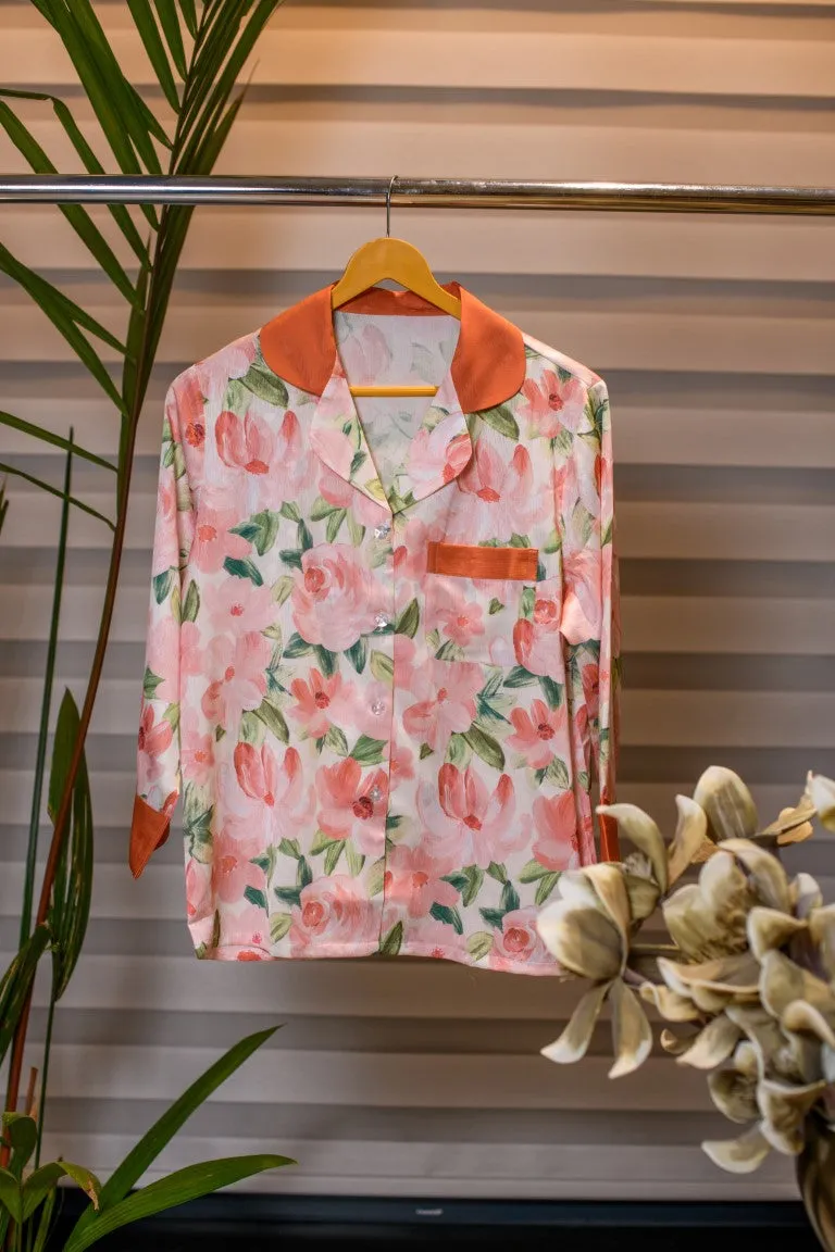 Orange Hawaiian Print Lounge Wear