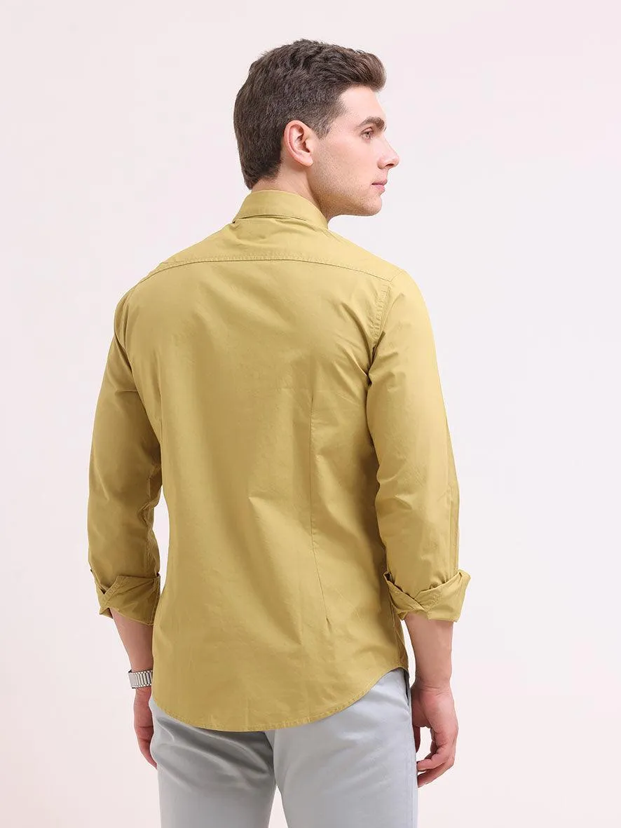 Orchida Plain Full Sleeve Poplin Shirt Mustard