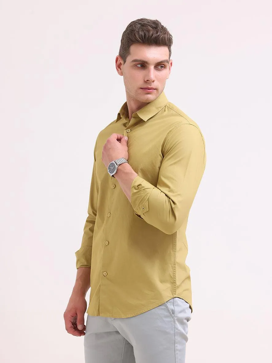 Orchida Plain Full Sleeve Poplin Shirt Mustard