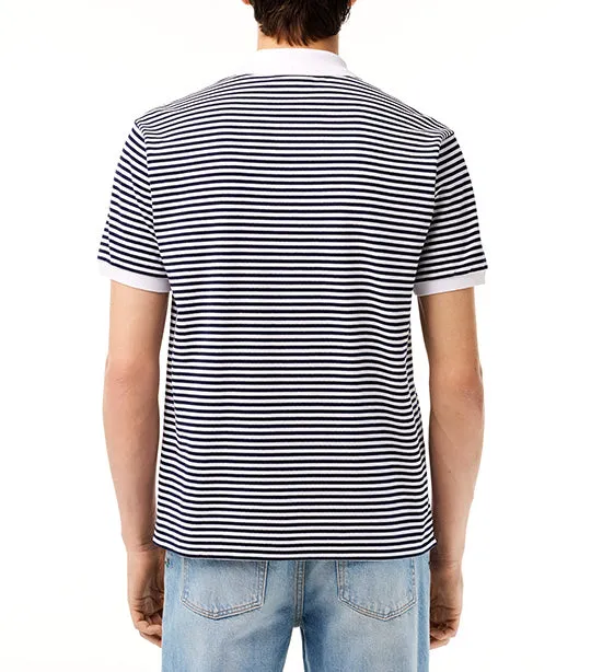 Original L.12.12 Striped Cotton Polo Shirt  White/Navy Blue