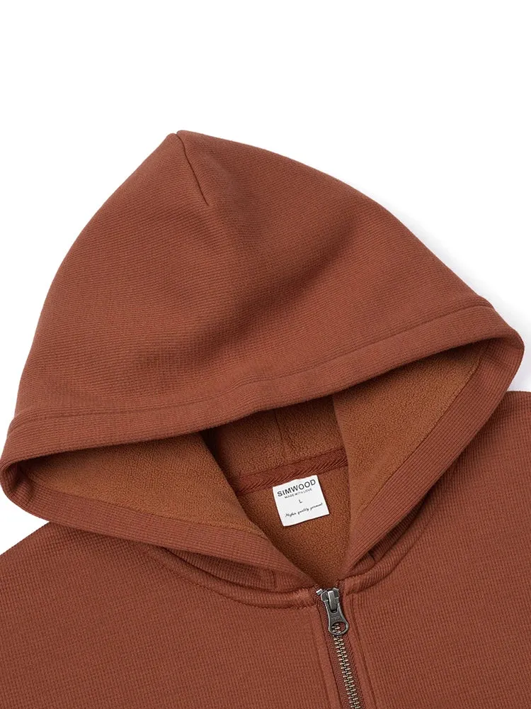 Oversize Fleece Hoodies Jackets with Waffle Texture