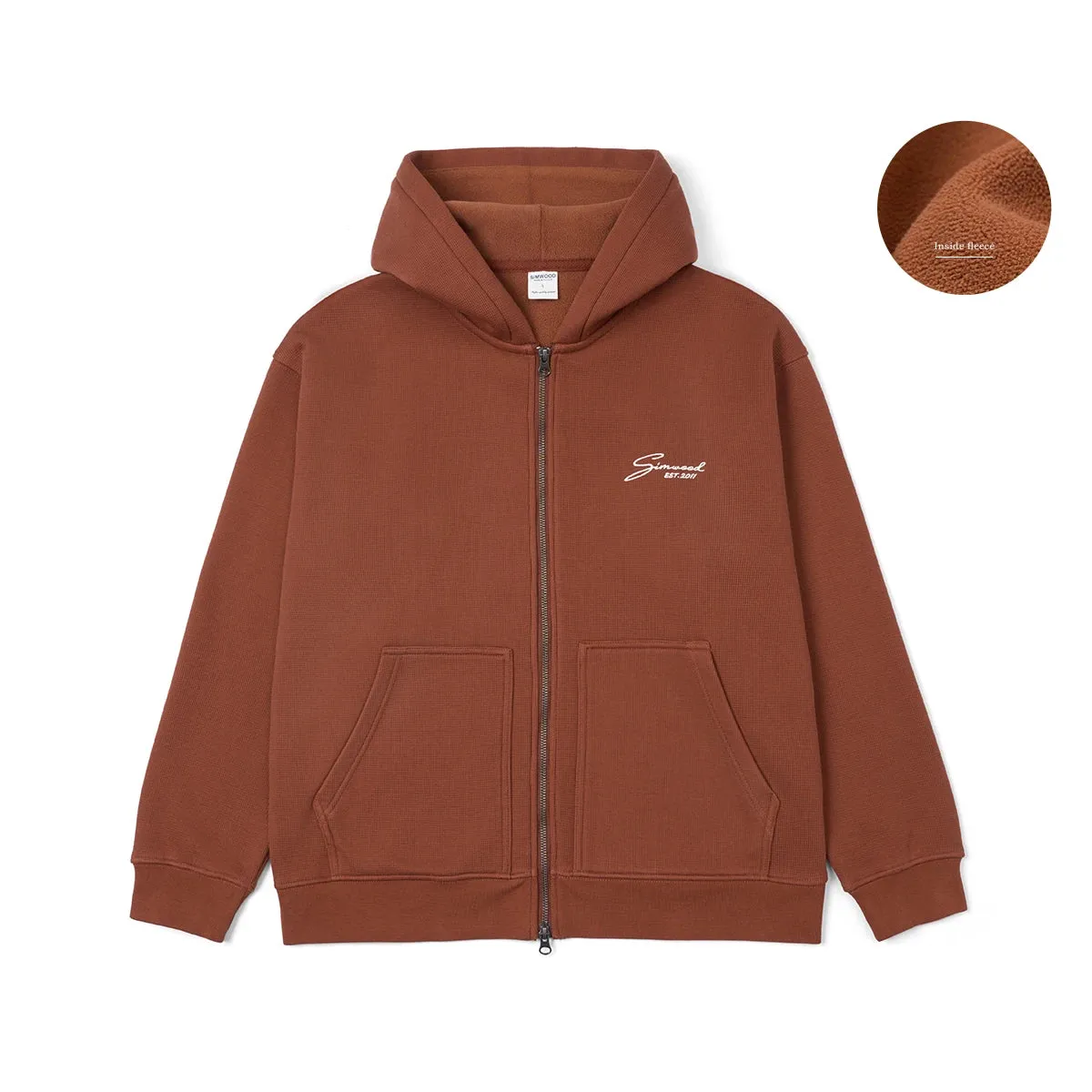 Oversize Fleece Hoodies Jackets with Waffle Texture