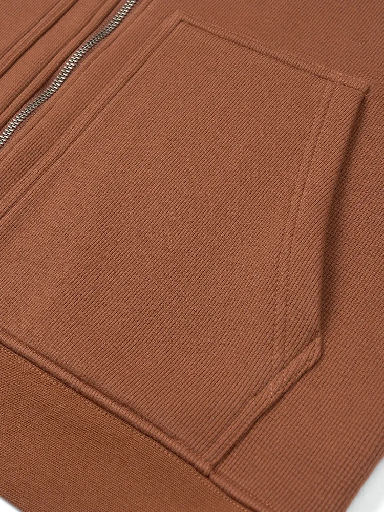 Oversize Fleece Hoodies Jackets with Waffle Texture