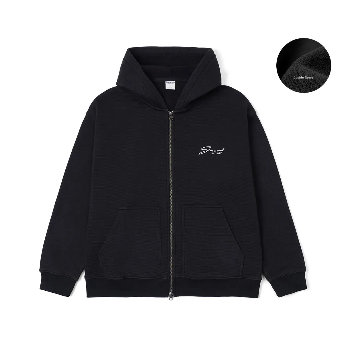 Oversize Fleece Hoodies Jackets with Waffle Texture