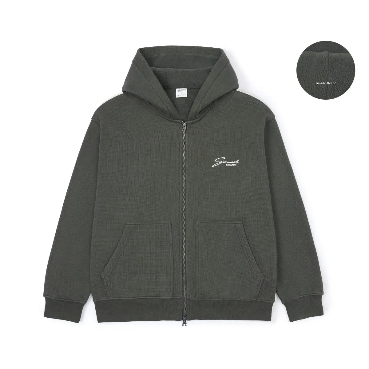 Oversize Fleece Hoodies Jackets with Waffle Texture