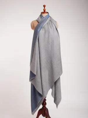 Oversized Dorukha Blue Ivory Pashmina Wrap
