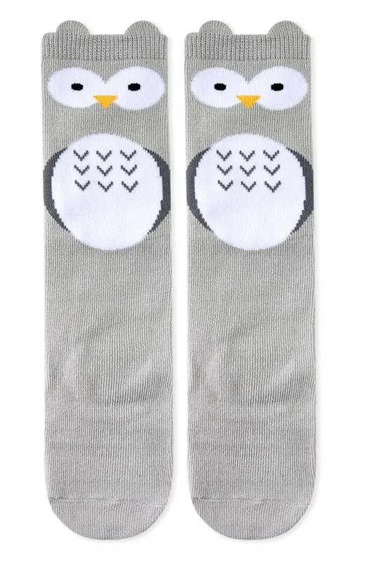 Owl Grey Knee Socks