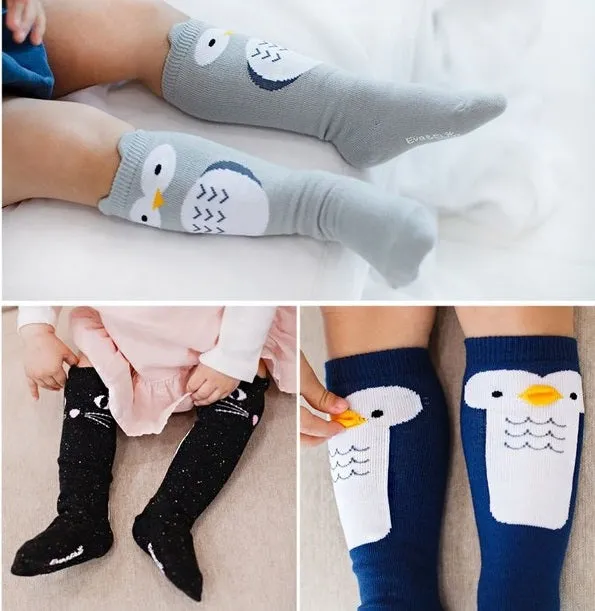 Owl Grey Knee Socks