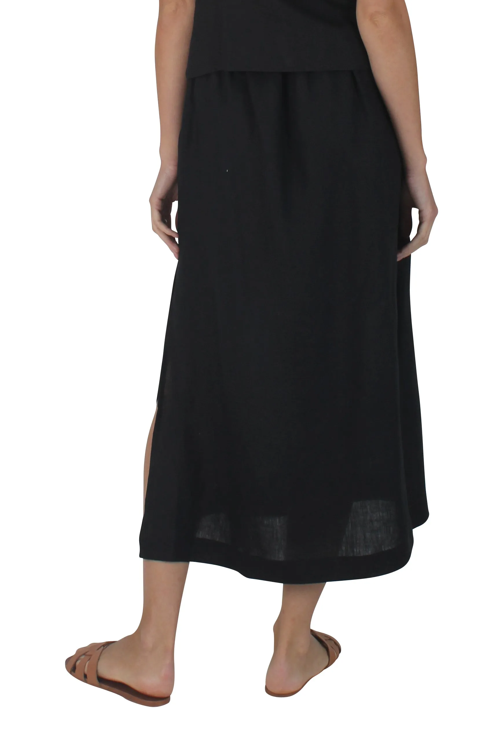 Pacific Linen Skirt Black