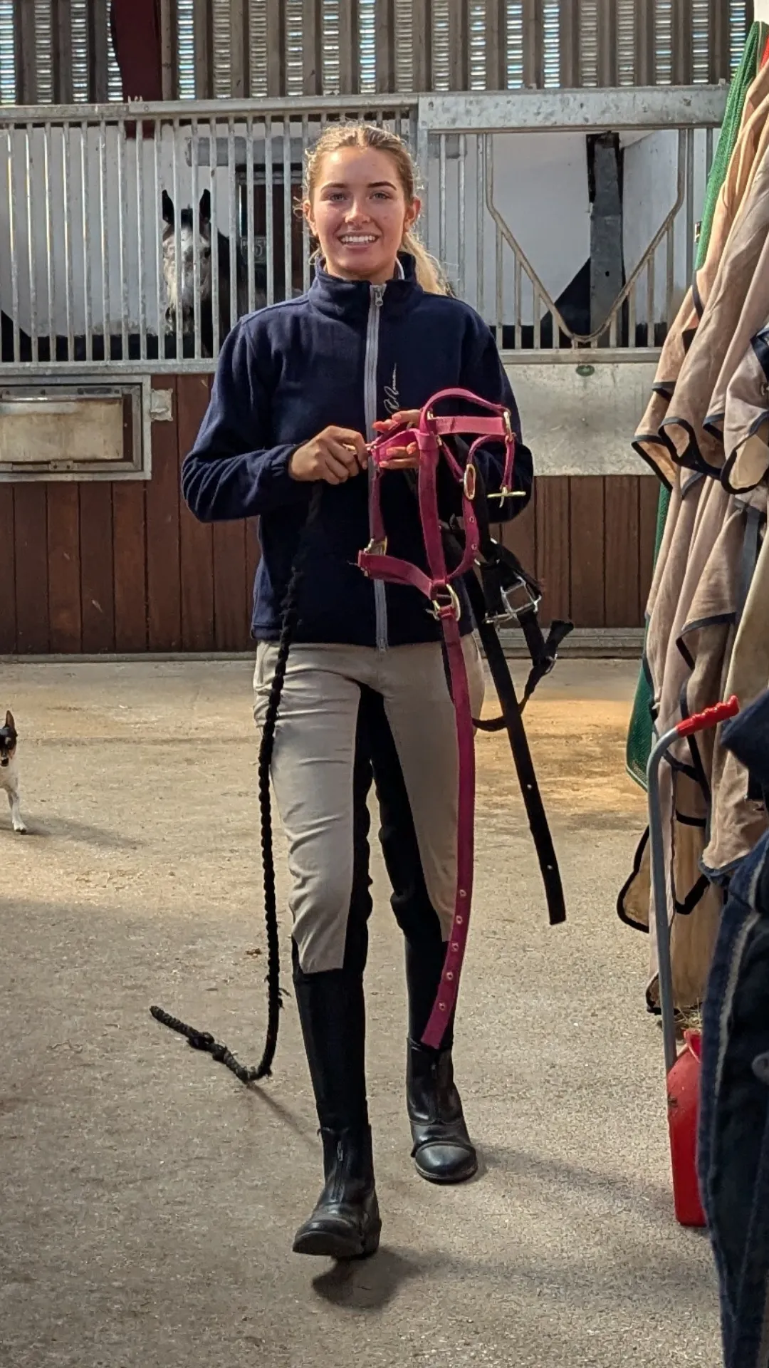 Paddock Fleece Jacket - Navy / Grey Trim