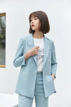Pale Blue Double Breasted Blazer Suits