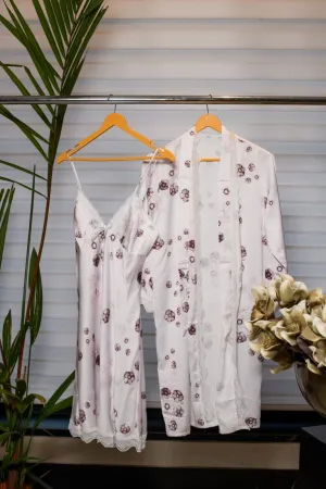 Pale Purple Night Gown with Floral Print