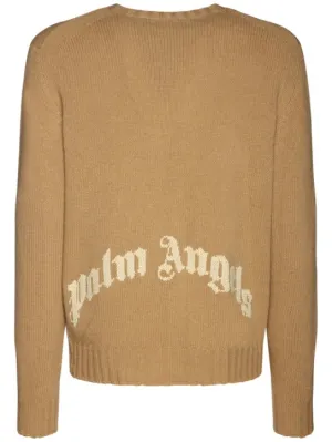Palm Angels   Curved logo wool blend knit sweater 