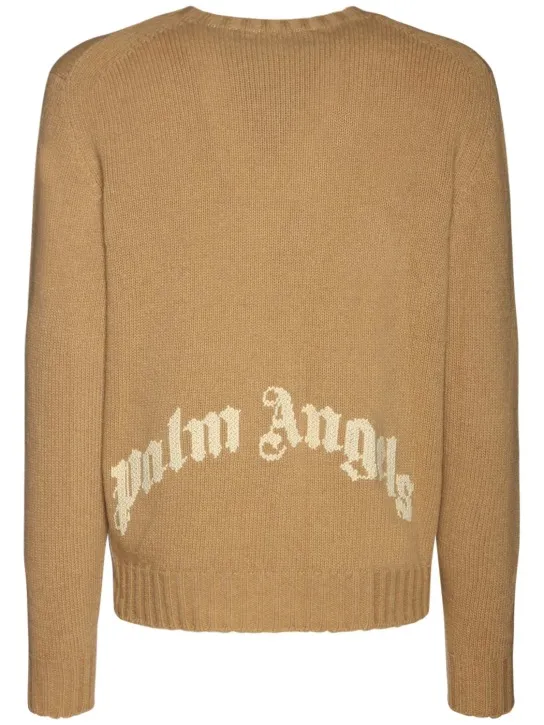 Palm Angels   Curved logo wool blend knit sweater 