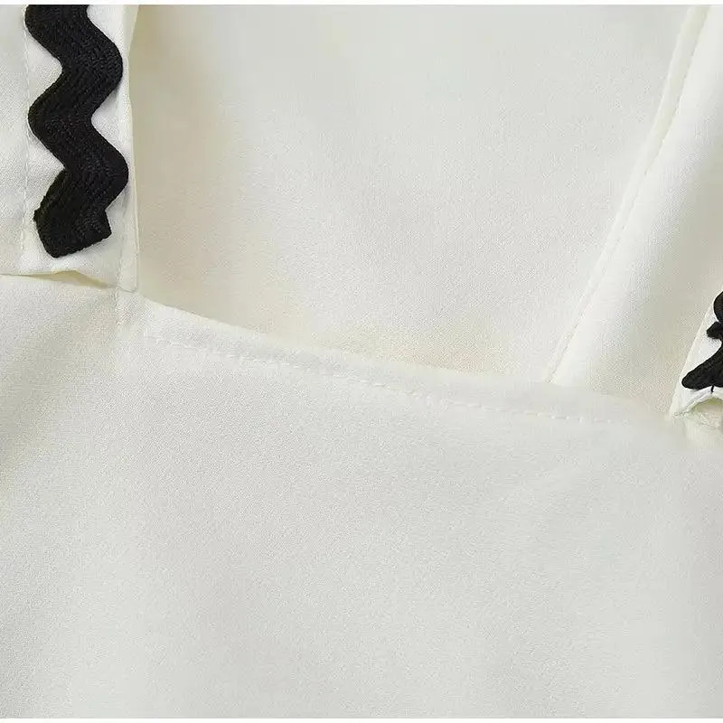 Panelled Patchwork Big Bow Belt Women Party Dress Elegant Pleated Square Collar Female Dresses 2024 Summer Fashion Lady