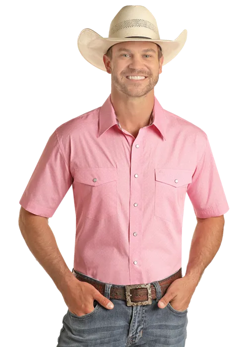 Panhandle Slim® Men's Pink Ditsy Print Short Sleeve Snap Front Western Shirt