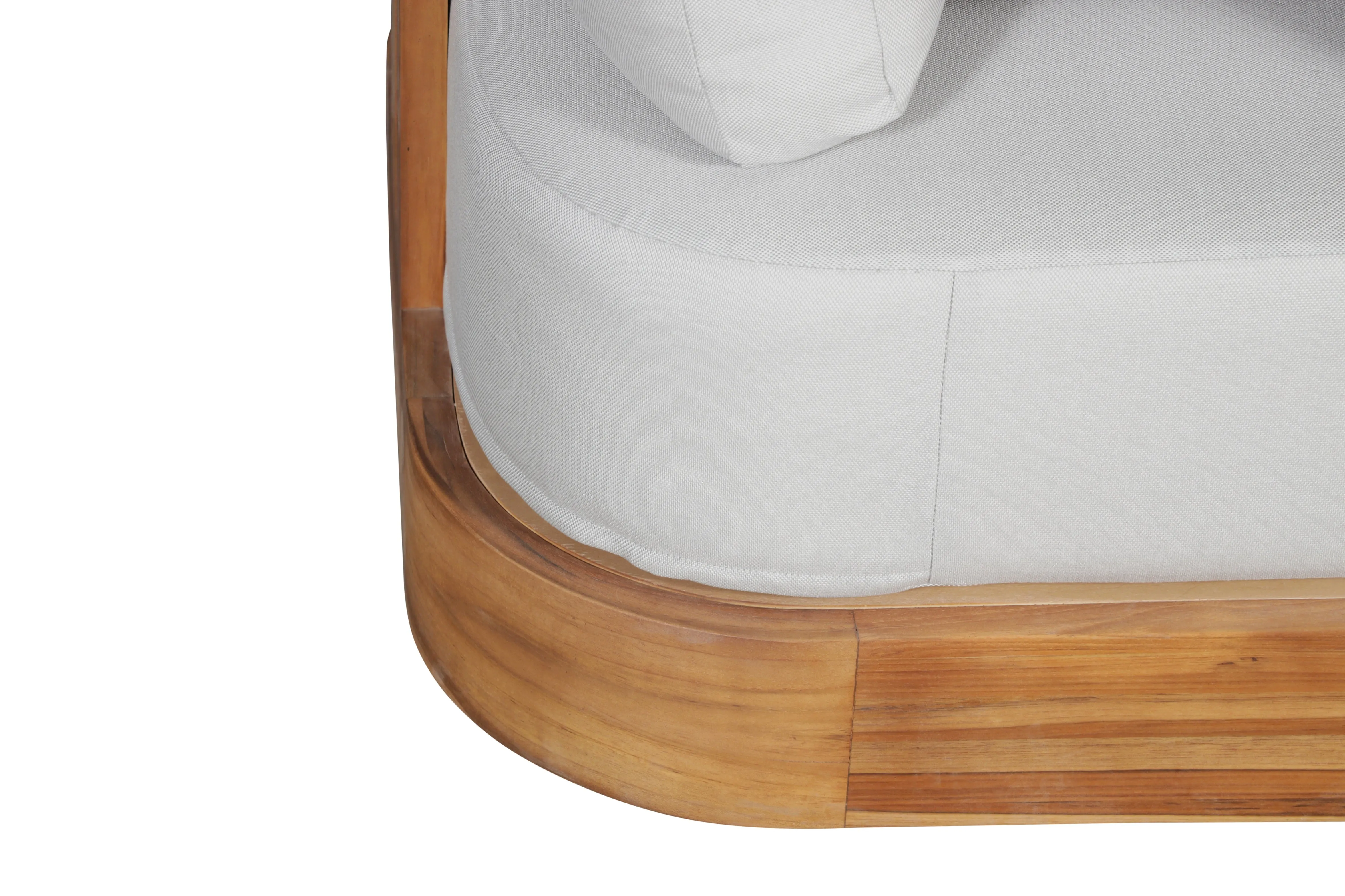 Paradiso Outdoor Solid Teak Swivel Chair - Light Grey Fabric