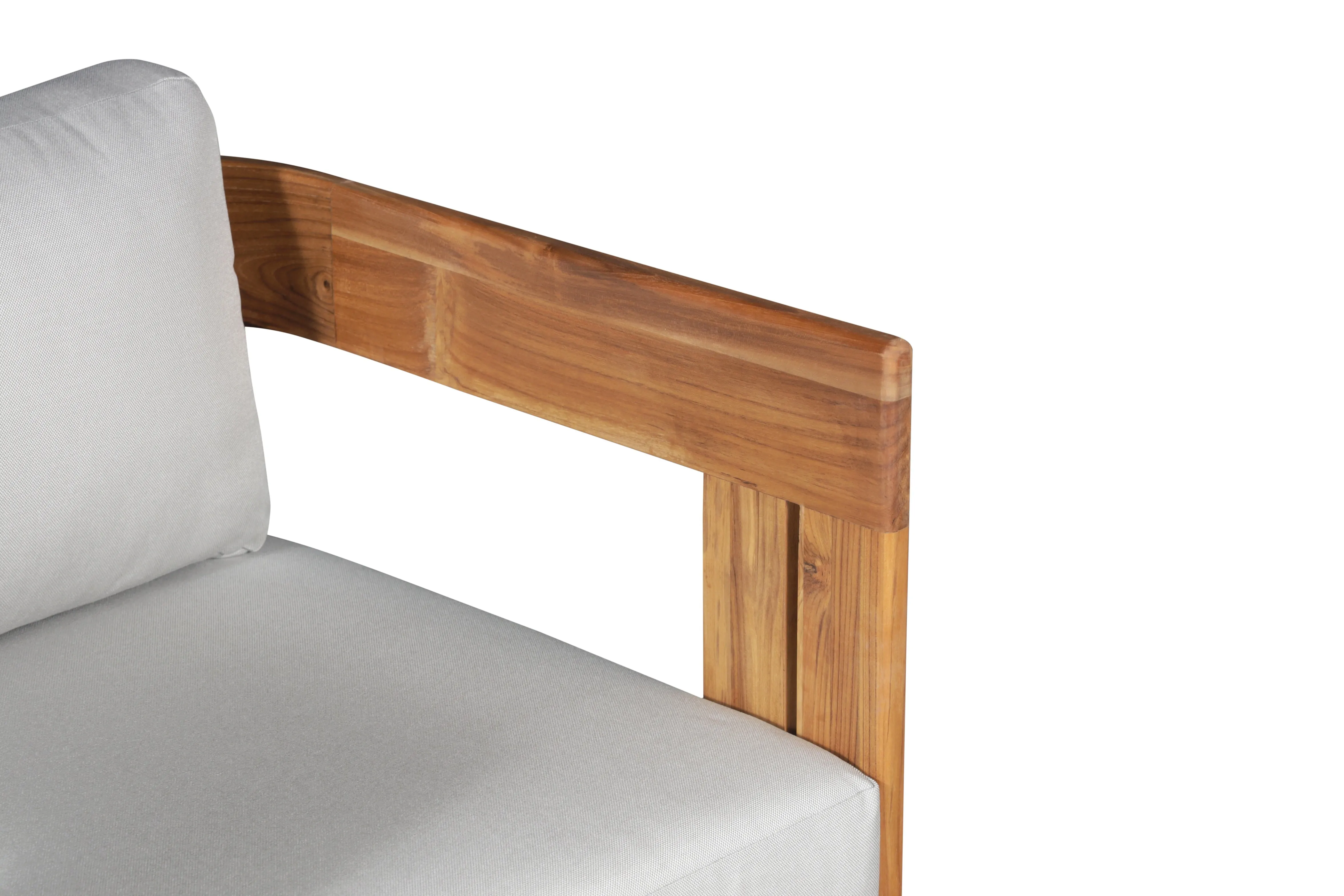 Paradiso Outdoor Solid Teak Swivel Chair - Light Grey Fabric
