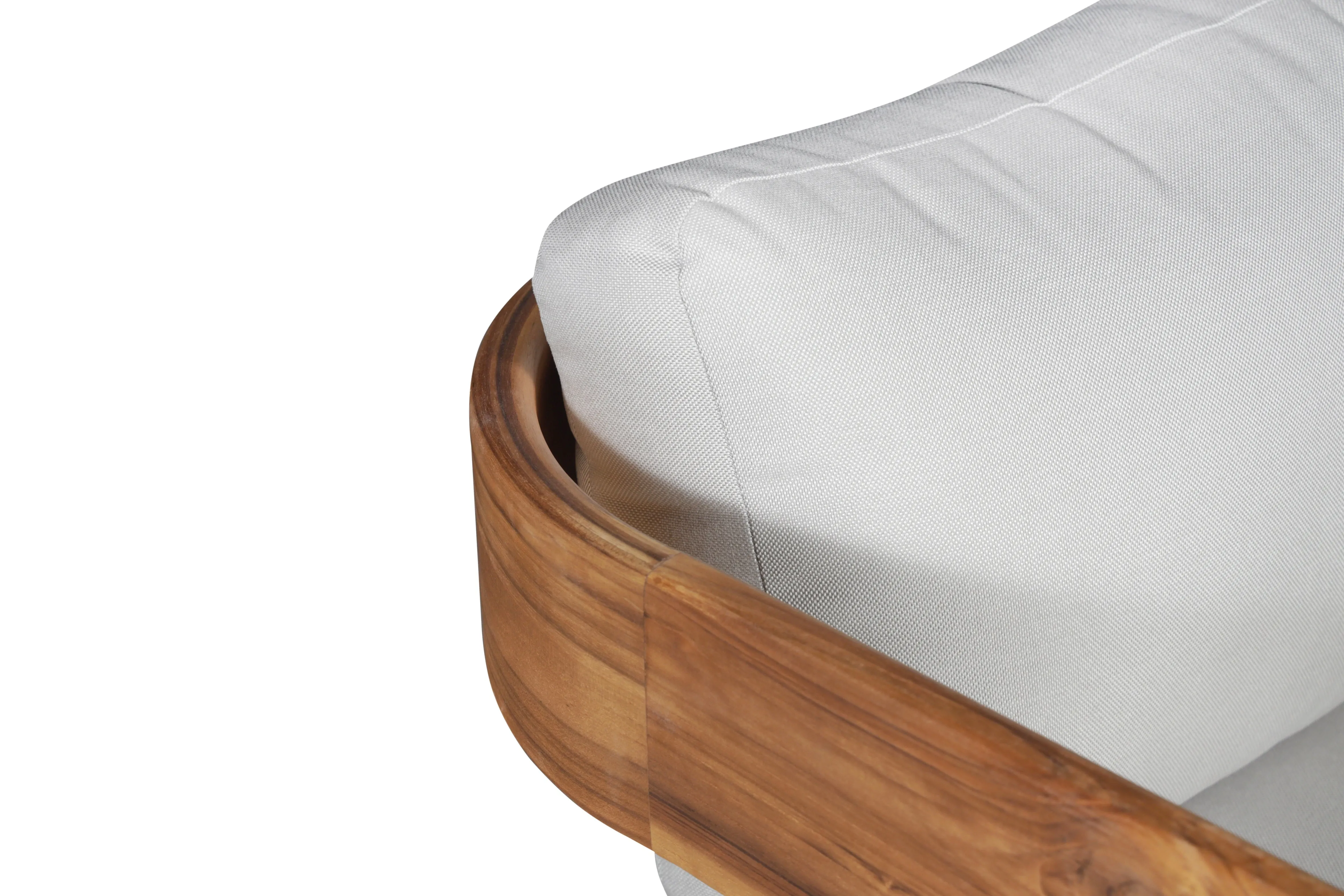 Paradiso Outdoor Solid Teak Swivel Chair - Light Grey Fabric