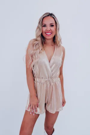 Parker Plisse Surplice Romper - Gold