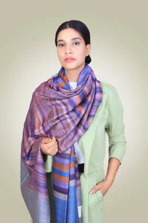 Pascal Multi Coloured Strips & Reversible Cashmere Shawl