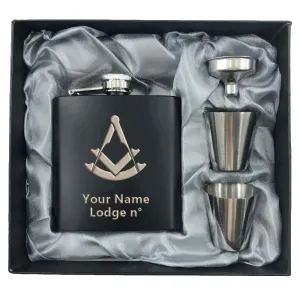 Past Master Blue Lodge Flask - 2 Shot Glasses & Funnel