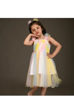 Pastel Carnival Multicolour Net Cotton Frock