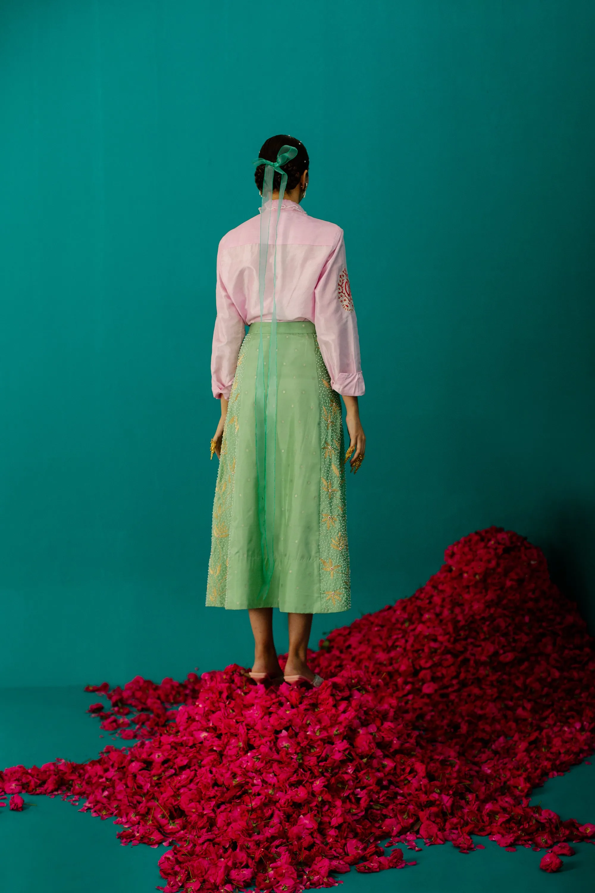 Pastel Green Star Pearl Skirt