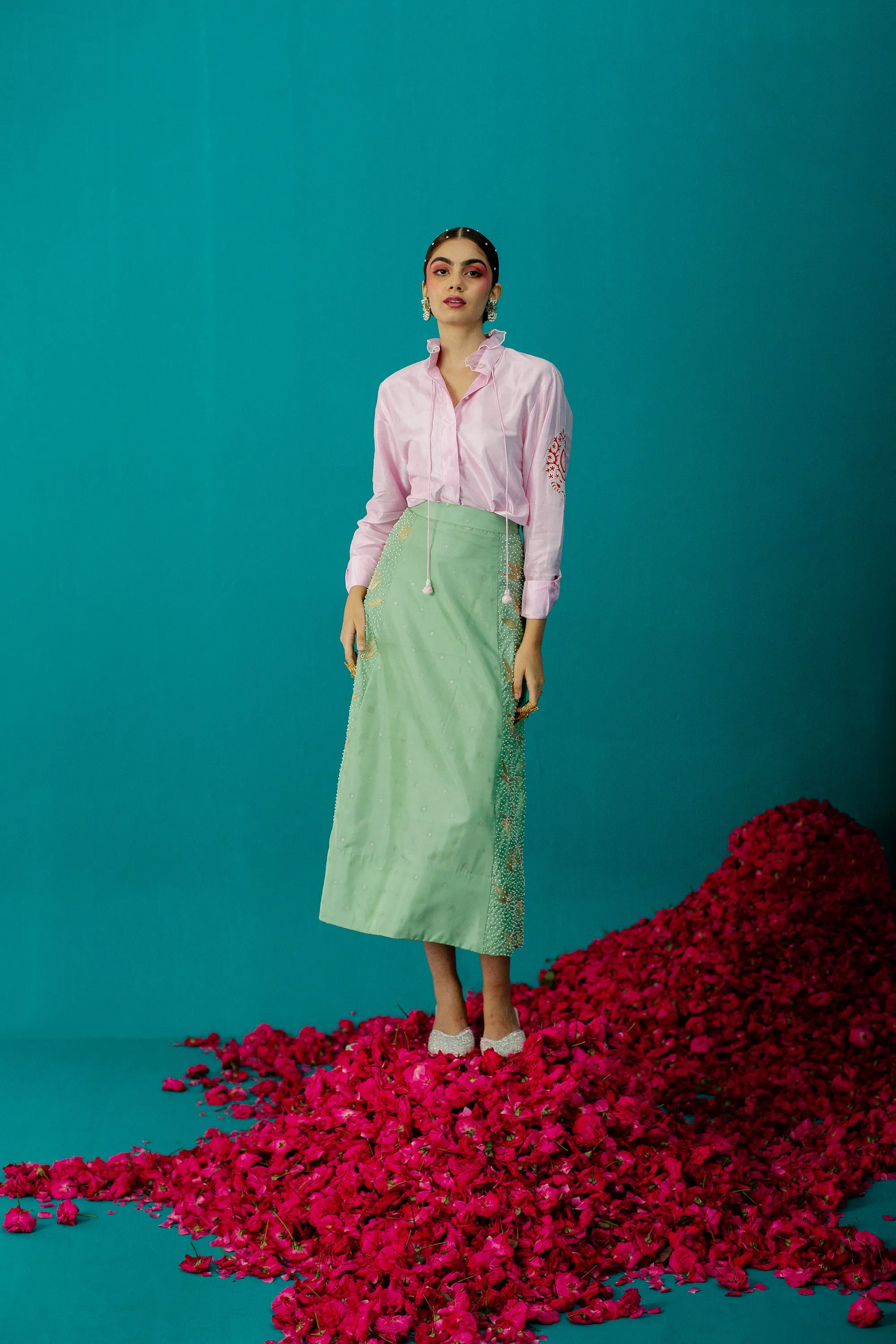 Pastel Green Star Pearl Skirt