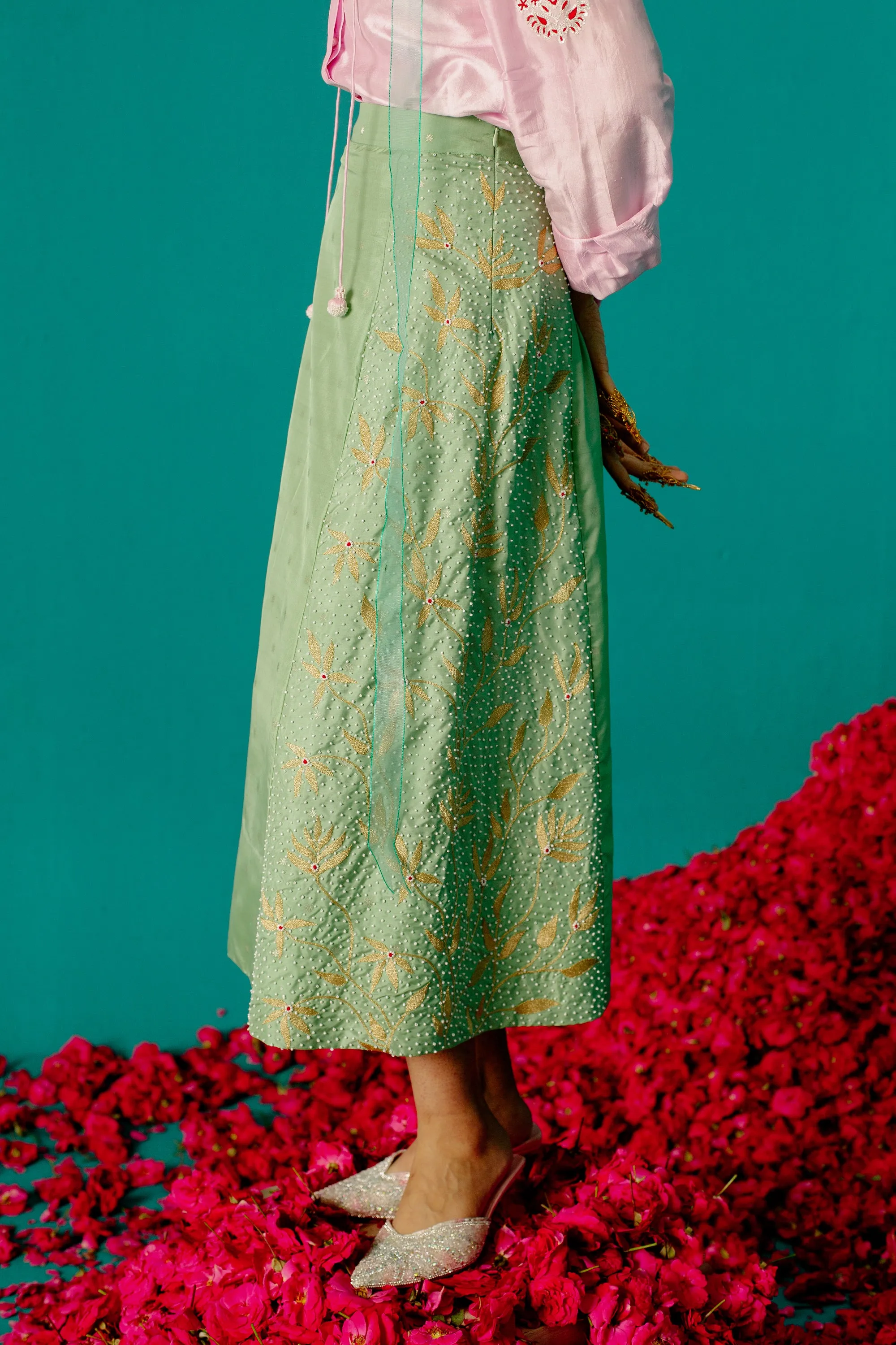 Pastel Green Star Pearl Skirt