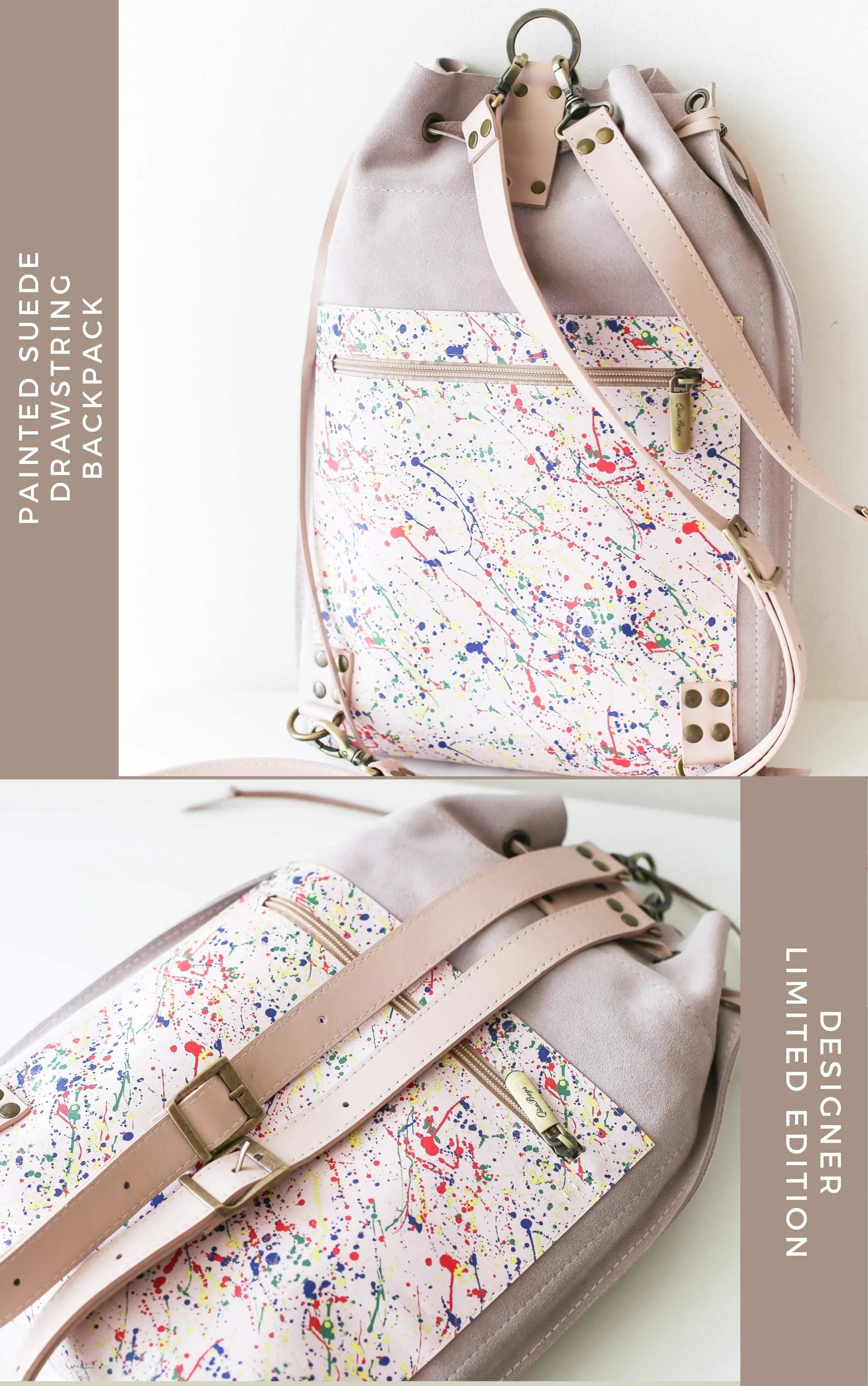 Pastel Pink Designer Backpack Purse
