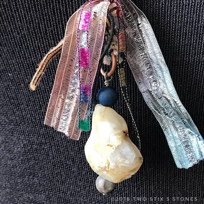 Pastel Tweed Fiber Necklace w/Stones (FCN004)