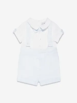 Patachou Baby Boys Linen Striped Romper in Blue