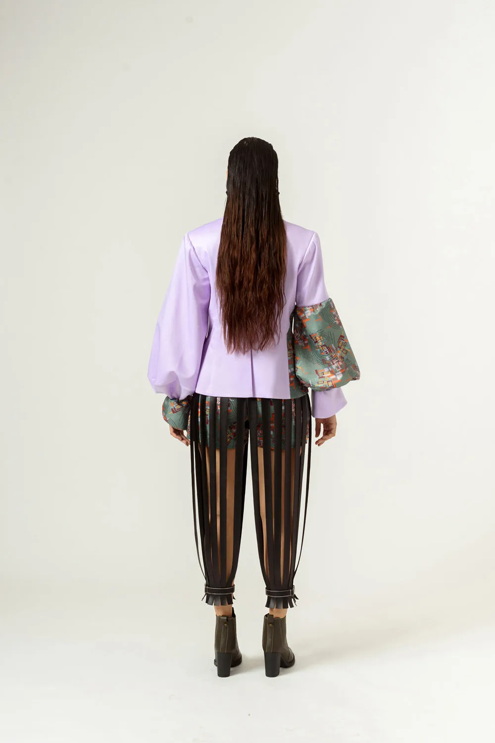 Patched Embroidered Lilac Blazer