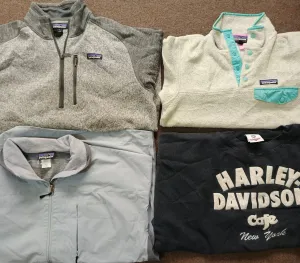 Patogonia 4 pieces and harely davidson 1 piece