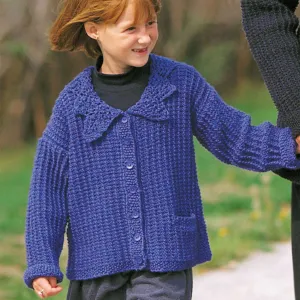 Patons Lace Collared Knit Cardigan