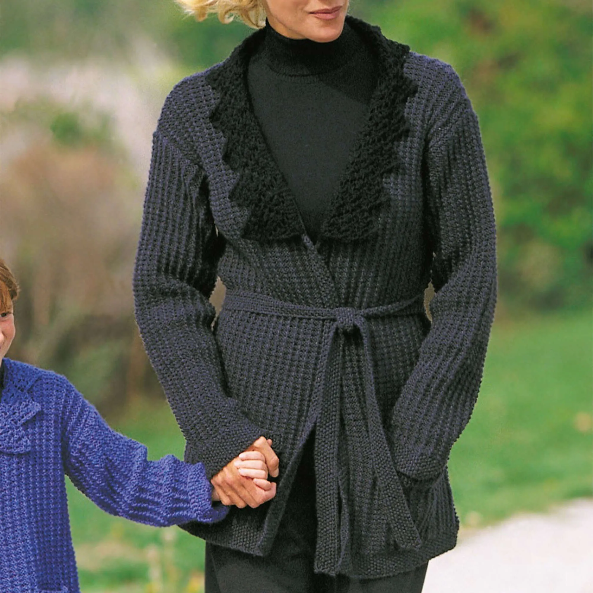 Patons Lace Collared Knit Cardigan