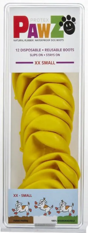 PAWZ - Water-Proof Dog Boots 1 Inch XX-Small Yellow - 12 Count
