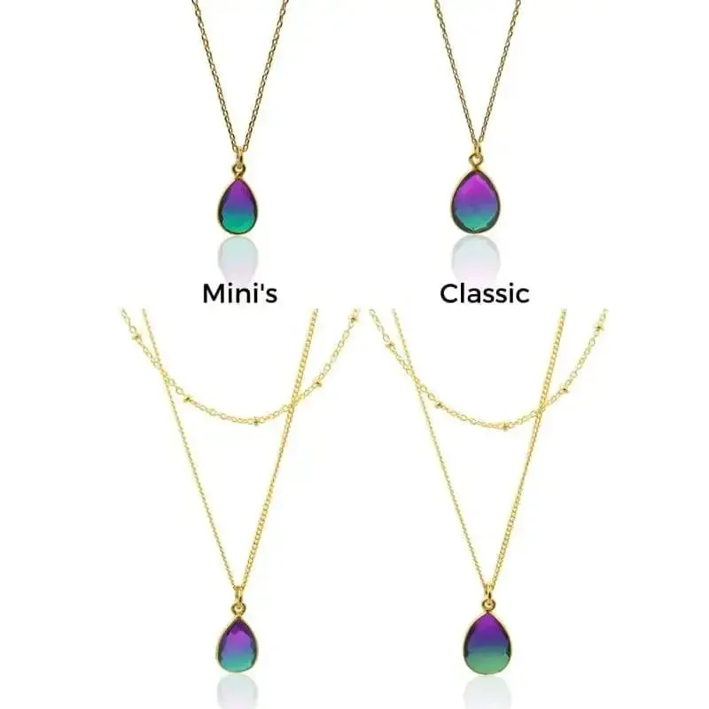 Peacock Aura MINI Drop Gold Pendant Necklace