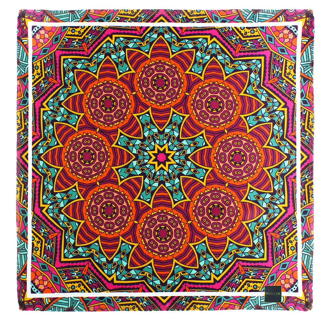 Peluche Mystique Mandala Multicolor Pocket Square for Men (14X14 inches)