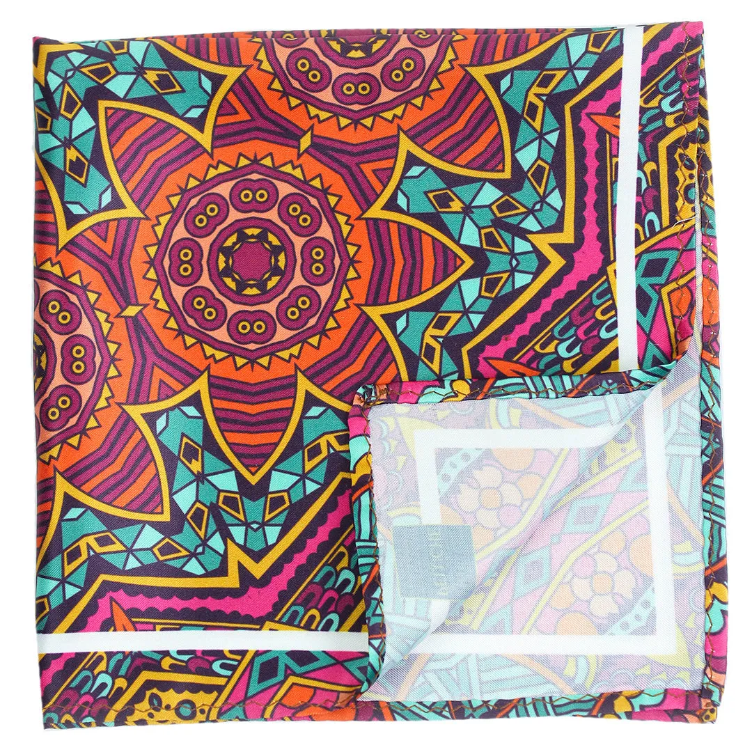 Peluche Mystique Mandala Multicolor Pocket Square for Men (14X14 inches)