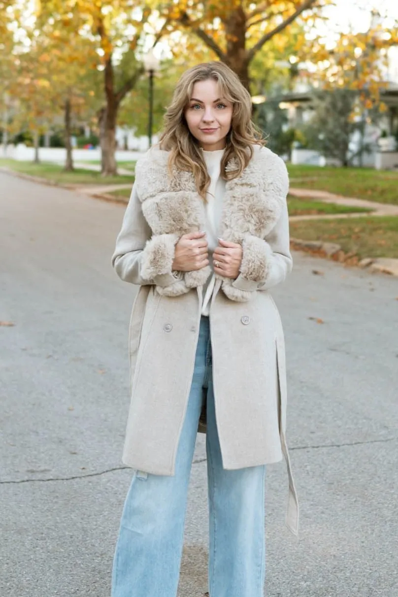 Penny Faux Fur Coat - Cream