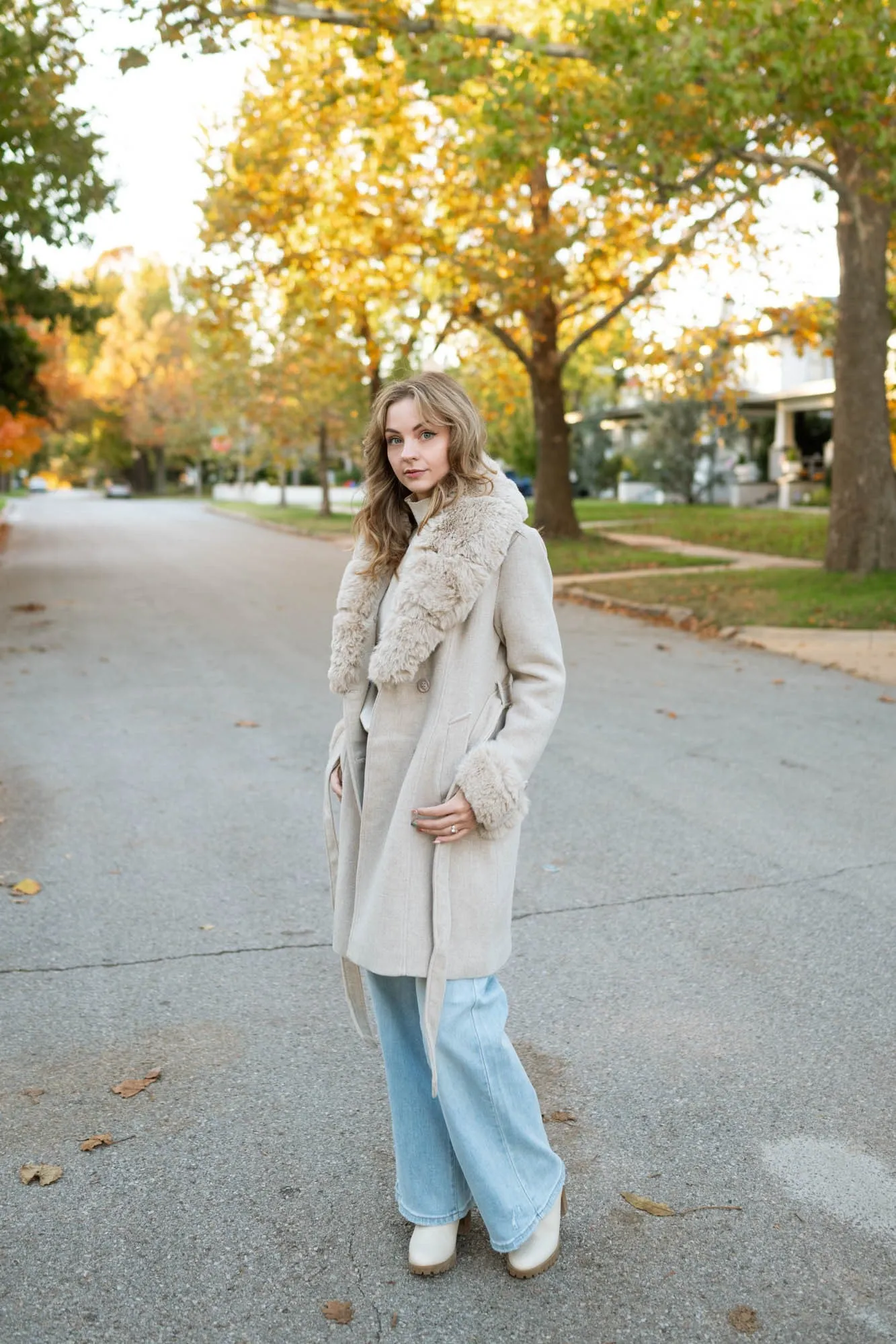 Penny Faux Fur Coat - Cream
