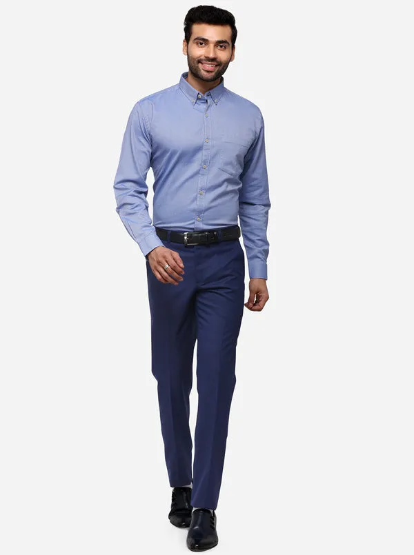 Persian Blue Tailored Fit Solid Casual Shirt | JadeBlue
