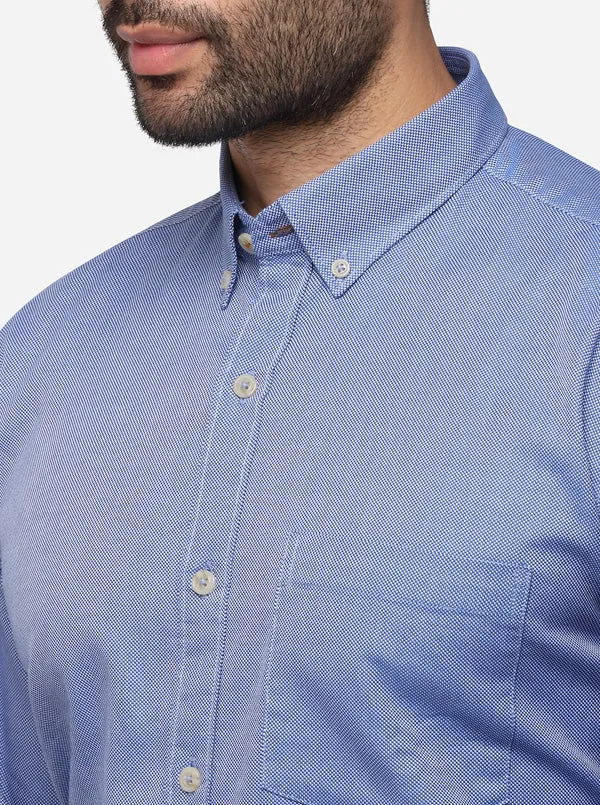 Persian Blue Tailored Fit Solid Casual Shirt | JadeBlue