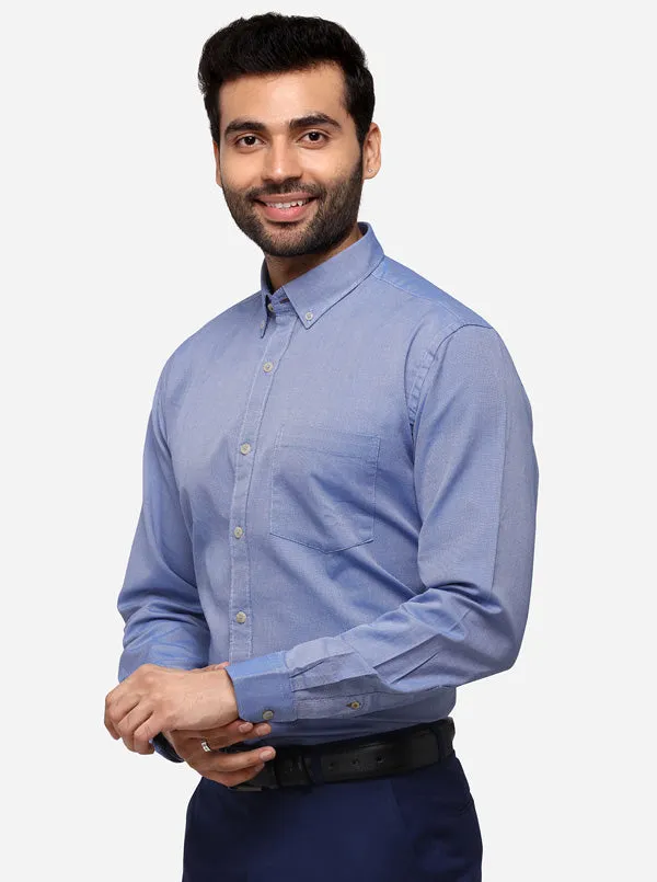 Persian Blue Tailored Fit Solid Casual Shirt | JadeBlue