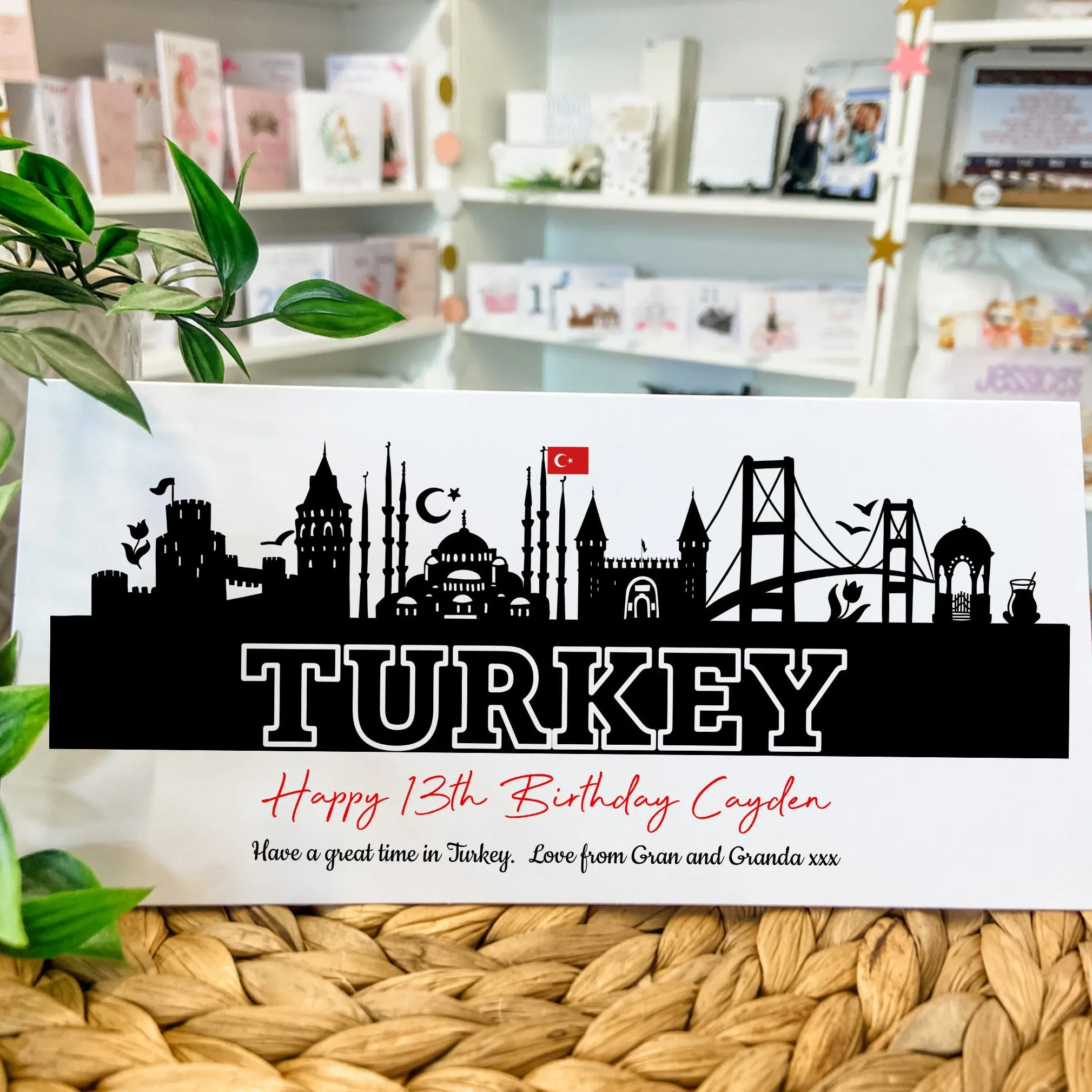 Personalised Birthday Card Money Gift Wallet Travel Voucher Turkey