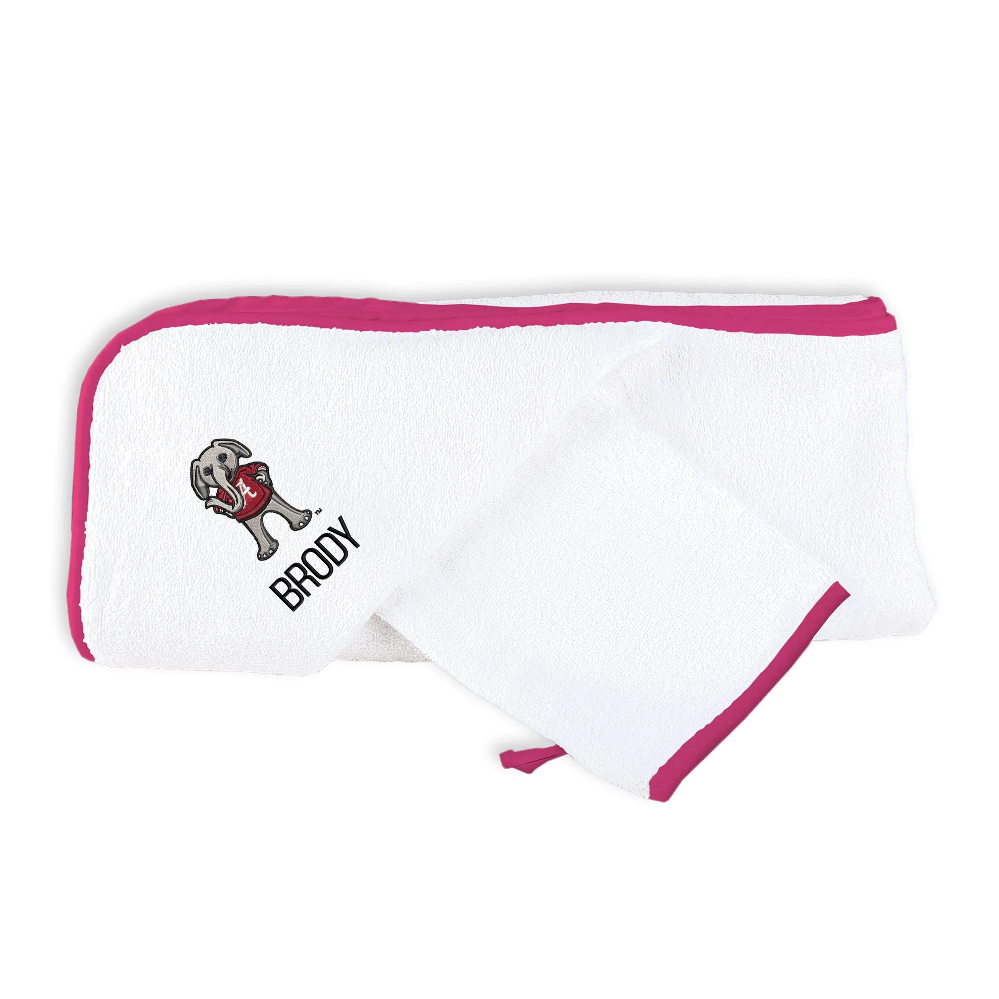 Personalized Alabama Crimson Tide Big Al Hooded Towel & Wash Mitt Set