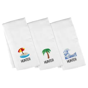 Personalized Emoji Burp Cloth - 3 Pack Beach Day