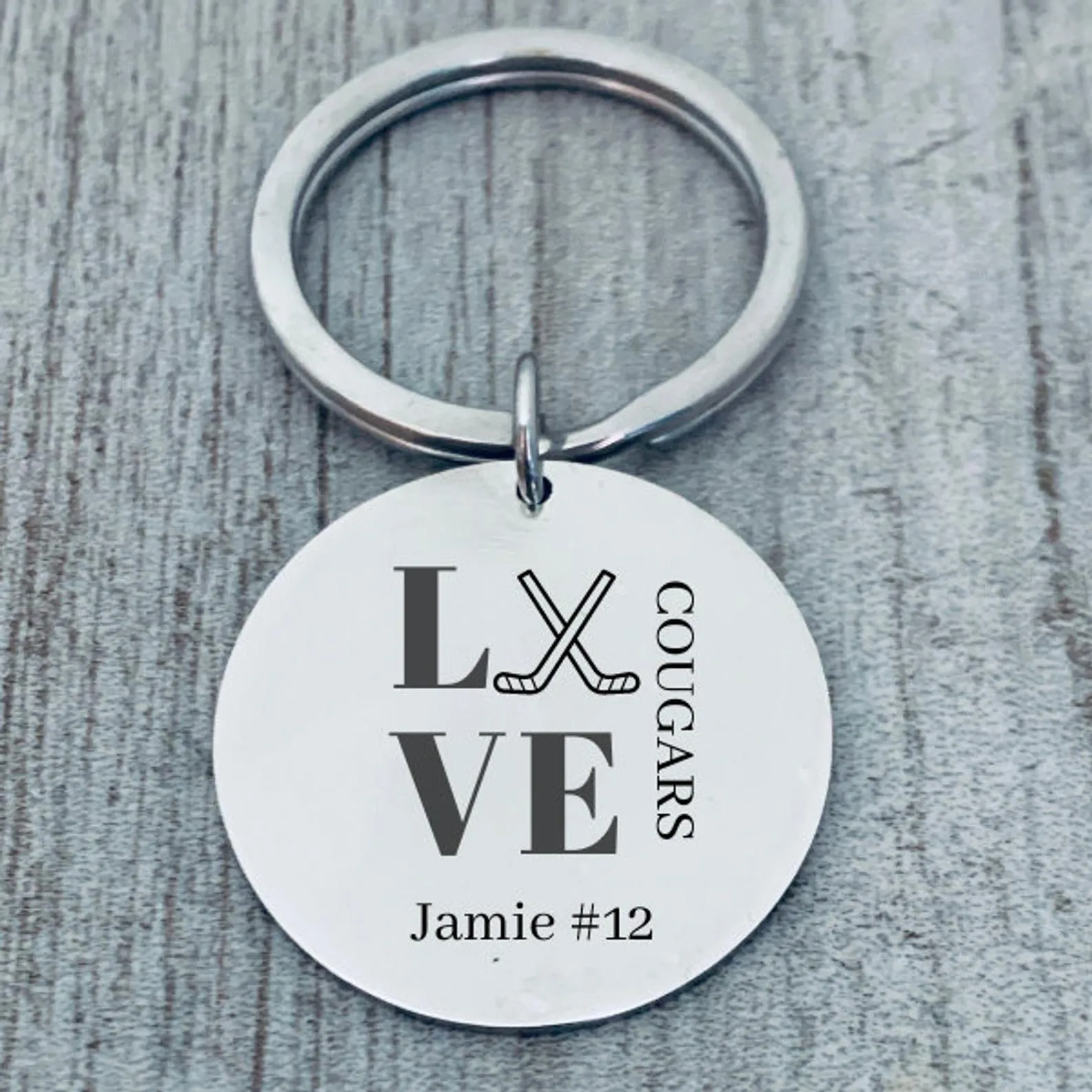 Personalized Engraved Ice Hockey Keychain
